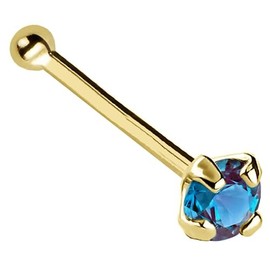 Jewelry Avalanche Solid 14K Gold Nose Bone Stud Lab-Alexandrite 22G Ball-end Nose Stud - 14K White Gold / 14K Yellow Gold June Birthstone Nose Ring Stud, Gemstone, alexandrite