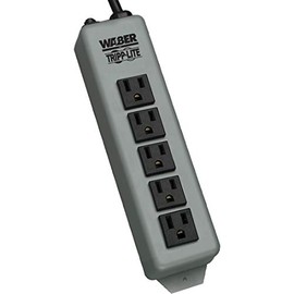 Tripp Lite 5 Outlet Waber Switchless Industrial Power Strip, 15ft Cord with 5-15P Plug (602-15) Blue gray