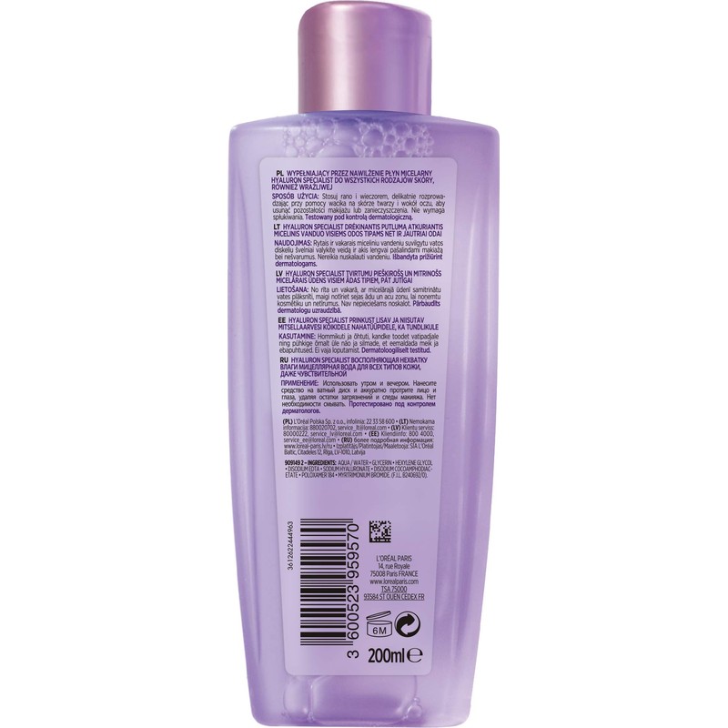 L'Oréal Paris Skin Expertise Hyaluron Specialist Micellar Exelar Liquid Gives