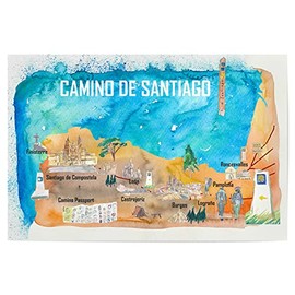 artboxONE Poster 30 x 20 cm Travel Camino Camino Illustrated Map Picture Camino Way of Saint James Burgos Camino