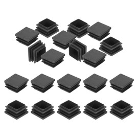 PATIKIL 1.25"x1.25" Plastic Tubing End Caps, 20Pcs Square Hole Plug Insert for Square Iron Pipe Chair Leg Table Bookshelves Patio Furniture, Black