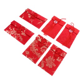 Operitacx 6pcs Fabric Chinese Style Red Envelope Wedding Red Packet Greeting Cards New Year Red Envelope Red Wallet Red Decor Red Money Pouch Chinese Decor New Year Red Packet Cloth