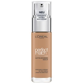 L'Oréal Paris Make up, Flüssige Foundation mit Hyaluron und Aloe Vera, Perfect Match Make-Up, Nr. 7.D/7.W Golden Amber, 30 ml