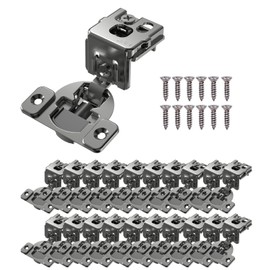 20-Pack 1-3/8" Overlay Soft Close Cabinet Hinges, 3D Adjustable Concealed Hinges for Face Frame Cabinets, 105° Opening Angle, Brushed Nickel, Fits 16-24mm Door Thickness & 19mm Frame