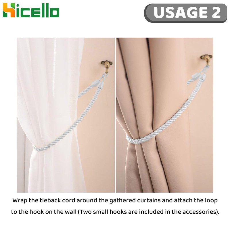 Hicello 2 Pieces 26" 68cm Long Curtain Rope Tie Back