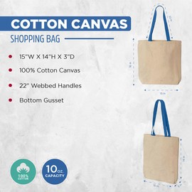 shop4ever Floral Easter Bunny Rabbit with Spring Flowers Cotton Canvas Tote Reusable Shopping Bag Royal Blue HANDLE 1