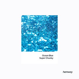 Hemway Premium Ultra Sparkle Glitter Multi Purpose Metallic Flake for Arts Crafts Nails Cosmetics Resin Festival Face Hair - Ocean Blue - Super Chunky (1/8" 0.125" 3mm) 100g / 3.5oz