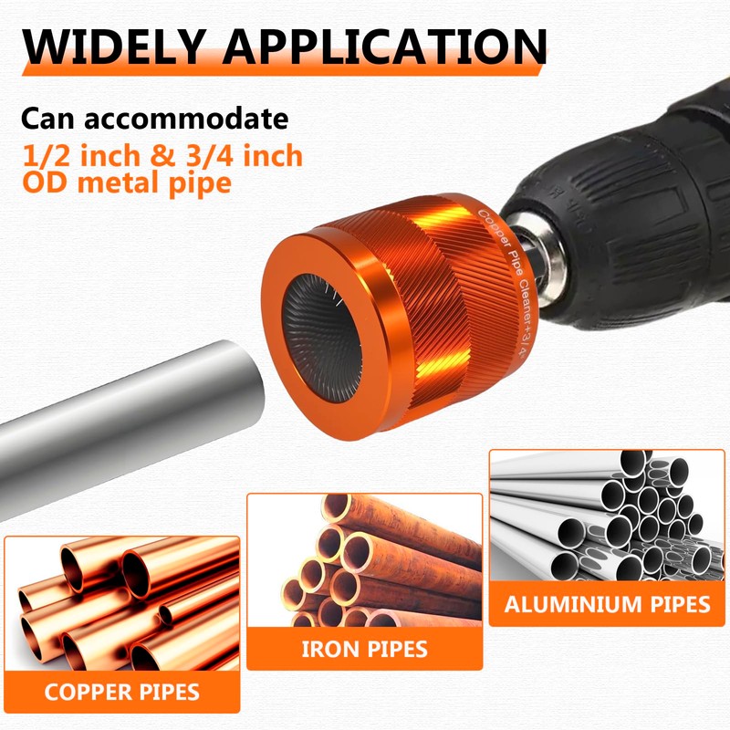 1/2" & 3/4" Cleaner Set for Drill,with 1/4" Hex Shank