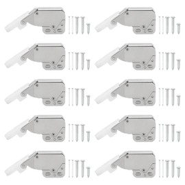 Sxutop 10 Pieces Mini Latch Automatic Spring Catch Push to Open Touch Release Catch Latch Touch Catch Latch Lock with Screws Automatic Spring Push Catch Latch for Cabinet Cupboard Wardrobe (Silver)