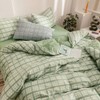 AShanlan Bed Linen, Green Checked, 140 x 200 cm, Microfibre