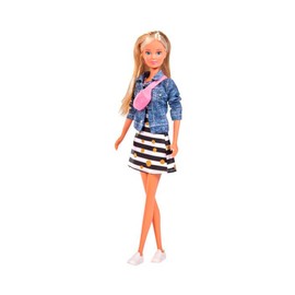 Simba 105733459 Steffi Love Sneakers Love, Toy Doll in a Fashionable Dress with Denim Jacket, Bum Bag and 3 Pairs of Speakers, 29 cm, from 3 Years