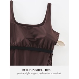 Liu & Qu Women's Sleeveless Maternity Dress with Built in Bra Side Ruched Split Pregnancy Bodycon Dress for Baby Shower Brown