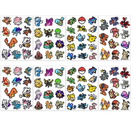 GTOTd Pixel Game Tattoo Temporary Tattoos (8 Sheets) Gifts Merchandise Cute Cartoon Decoartions Party Supplies Tattoos Temporary for Kids Theme Birthday Decor Teens