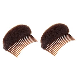 2PCS Women Lady Girls Soft Sponge Foam Hair Base Inserts Bump Up Hair Pads Stick Bun Maker Hair Styling Clip Hair Comb Braid Tool Hair Styling Accessories Brown