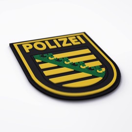 Patch Force - Police Patch (Colourful) Police Saxony - As a Badge for Police Uniform, Protective Vest, Utility Bag, Jacket or Backpack - 3D Rubber Velcro Patch