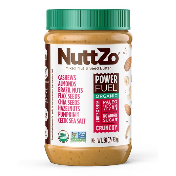 Nuttzo Organic Paleo Power Fuel Siete frutos secos y mantequilla de semillas sin maní