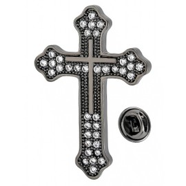 Cross Brooch Tie Pins for Men Women Shirt Lapel Pin Brooch Suit Accessories (Gray-black cross brooch)
