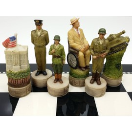 World War 2 WW2 Set of Chess Men Pieces Hand Painted - NO Board by HPL