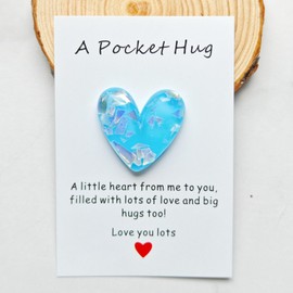 YOJO Pocket Hug Heart with Greeting Cards,Long Distance Relationship Gifts,Gifts for Boyfriend Girlfriend,I Love You Gift for Him Her (Blue)