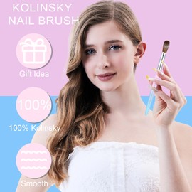 Shine Chance 2Pcs Acrylic Nail Brushes Set, 100% Pure Kolinsky Size 12 Nail Art Brush & Small Clean Up Brush, Art Design & Polish Mistake Cleaning Manicure Tools for Women Acrylic Application