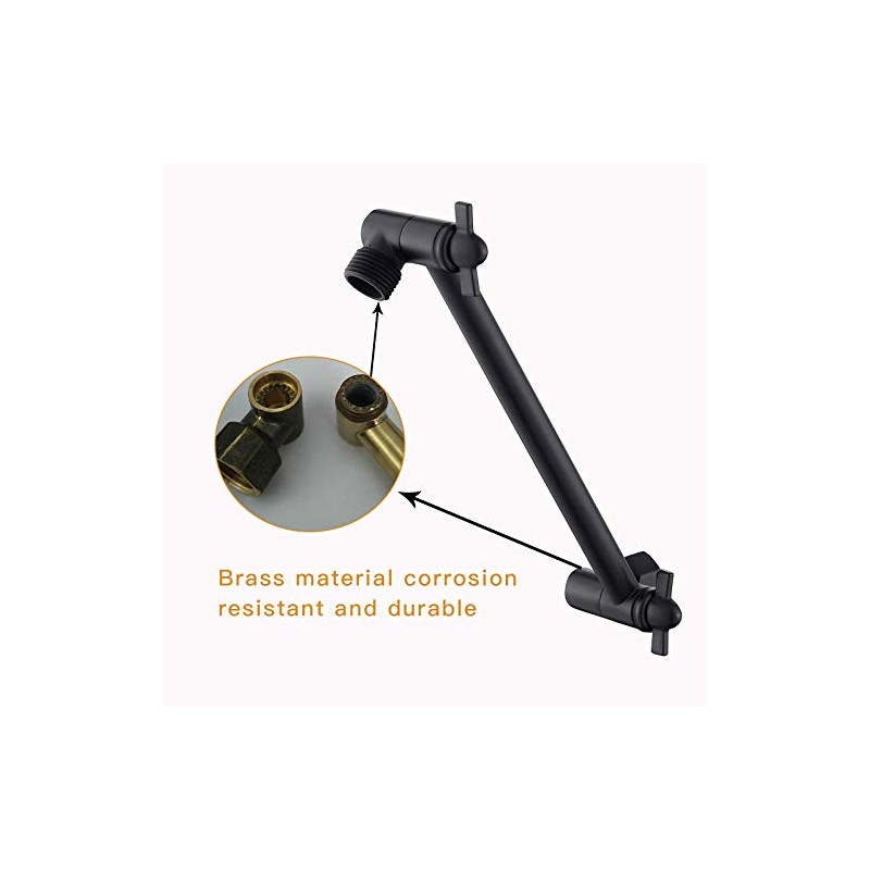 8 Inch Shower Head Extension Arm Matte Black.Solid Brass Adjustable
