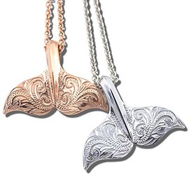[Alohalokahi] Hawaiian Jewelry Hawaiian Pair Necklace Stainless Steel Surgical Stainless Steel Whale Tail Rose Gold Stainless Steel Silver [Width 0.08 inch (45 cm 50 cm) with Azuki Chain Hp2g-012-sr,