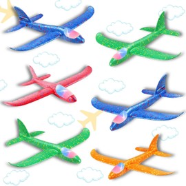 Sunshine smile Pack of 2 Manual Throwing Aeroplane Toy, Luminous Glider, Glider Plane Toy LED, Model Foam Aeroplane for Children