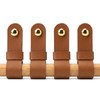 Genuine Leather Curtain Rod Holders 4PK, Brown Leather Wall Straps