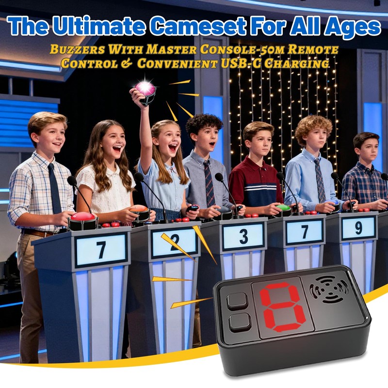 Set of 8 Buzzer for Game Show, Educational and Classroom