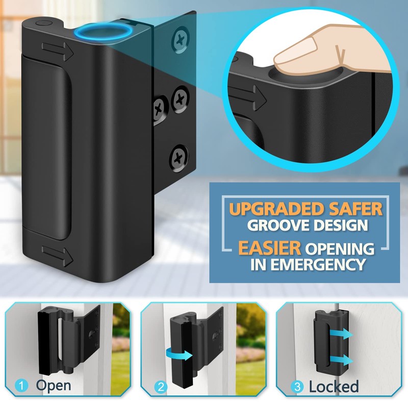 Home Security Door Lock Reinforcement - Child Proof High Security