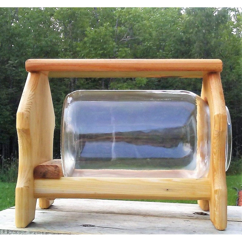 Table Top or Ground Gallon Glass Jar Squirrel Feeder Cedar