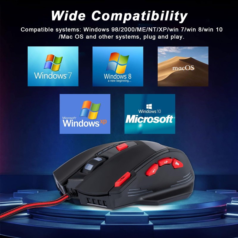 XuanGui T90 Gaming Mouse with Side Buttons, Optical Wired Gaming