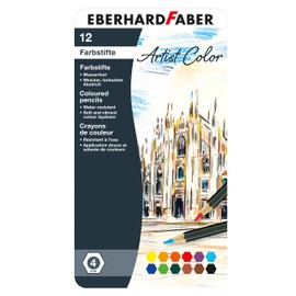 Eberhard Faber 516112 - Artist Color Farbstifte, Metalletui mit 12 Farben, hexagonale Form, für modernes Grafikdesign, feine Zeichnungen und farbstarke Aquarelle