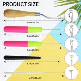 5PCS Latch Hook, Different Sizes Small Crochet Hooks Needle for Braid Hair, Scarf Carpet Making and Other Crafts