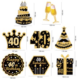 HOWAF 40th Birthday Decoration for Men, Pack of 30 Black Gold 40th Birthday Hanging Swirl Decoration, 40th Birthday Hanging Decoration, Ceiling Hanger, Spiral Garland for 40th Birthday Decoration Men