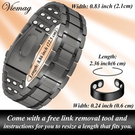 Vicmag 3X Magnetic Bracelet for Men Pure Titanium Bracelet 3500 Gauss Ultra Strength Magnets Adjustable Wristband with Adjustment Tool & Gift Box (Pure Titanium Grey)