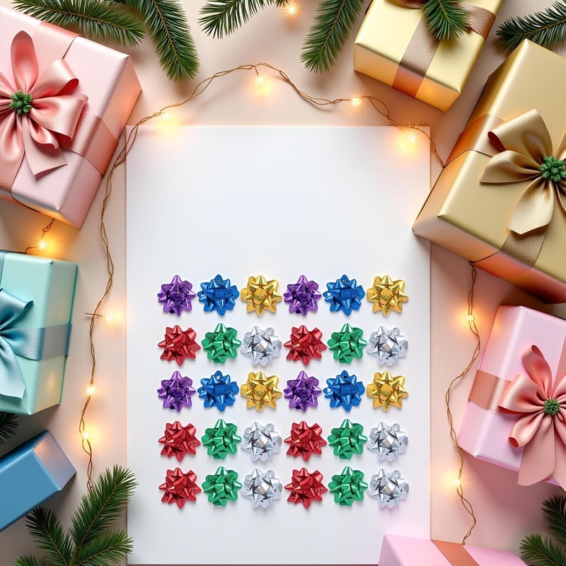 50Pcs Mini Mixed Color Christmas Gift Bows, Gift Wrapping Supplies,