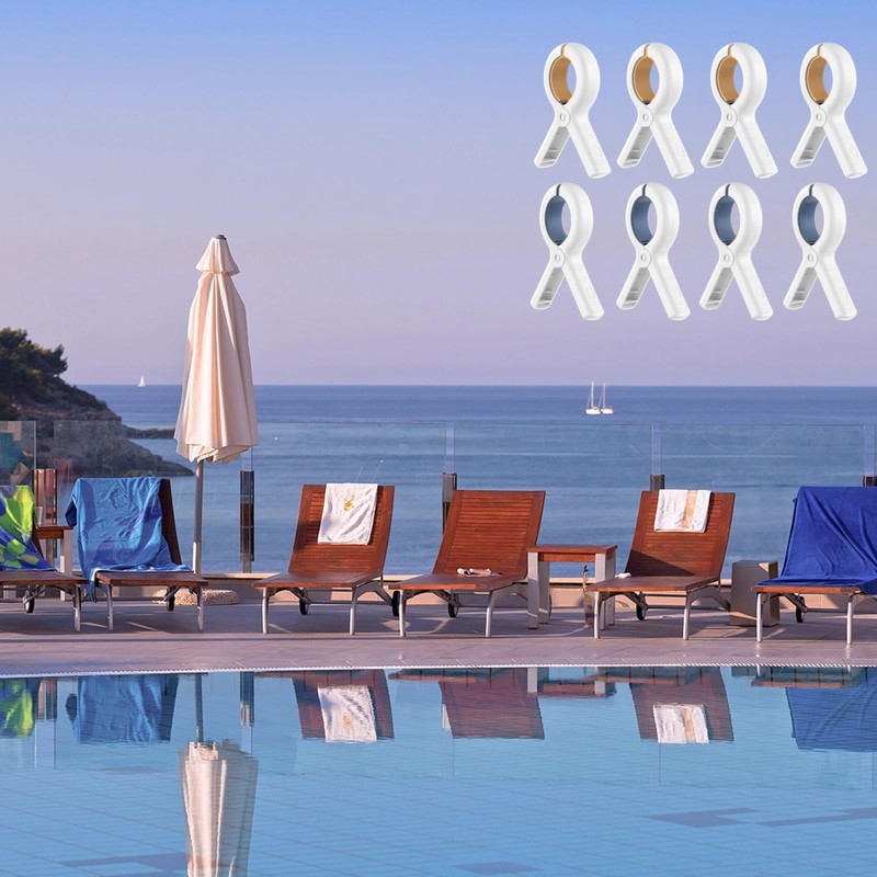 8Pcs Heavy Duty Beach Towel Clips for Sun Loungers, Pool