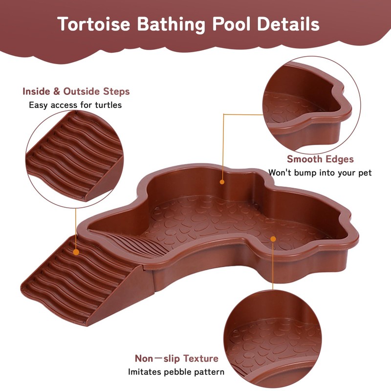 Small Water Dish Plastic Reptile Bathing Pool， Thickened Non-Slip Feeding