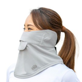 [White Beauty] WhB No Suffocating UV Face Cover, CH Type (Camouflage, Plain) UV Face Mask, Protects Against UV Rays, Ears, and Neck, solid grey