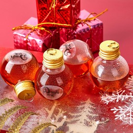 Patelai Christmas Booze Balls Clear Christmas Tree Fillable Ornaments Water Bottle Bulbs Shape Clear Plastic Christmas Ornaments Pendant Ball Bell for Home Party Decoration (50ml,100ml,48 Pcs)