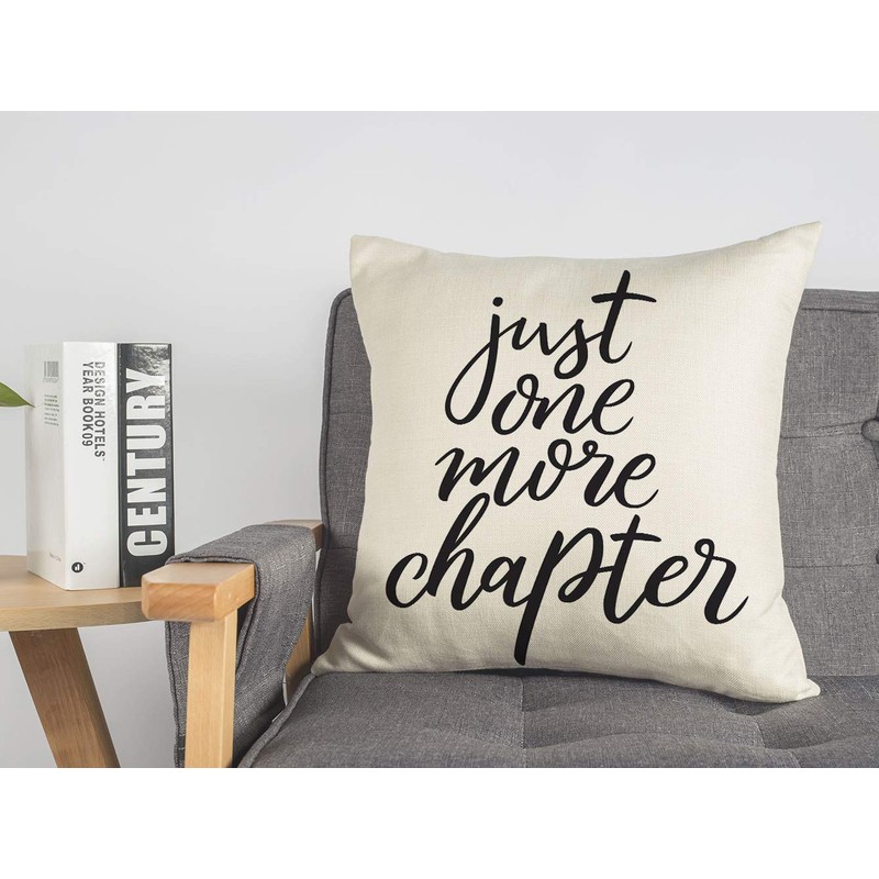 Just One More Chapter Throw Pillow Case Cushion Cover Book