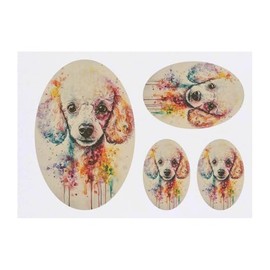 4 x 'Poodle Portrait' Temporary Tattoos - Water Resistant, Skin-Safe, Non-Toxic Transfers, Mixed Sizes (TO00083630)
