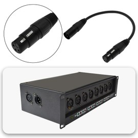 ECSiNG 2 Pieces 3-Pin XLR Female to 5-Pin XLR Male Audio Cable for Connecting Mixers Microphones Equalizers Crossovers 30cm Black