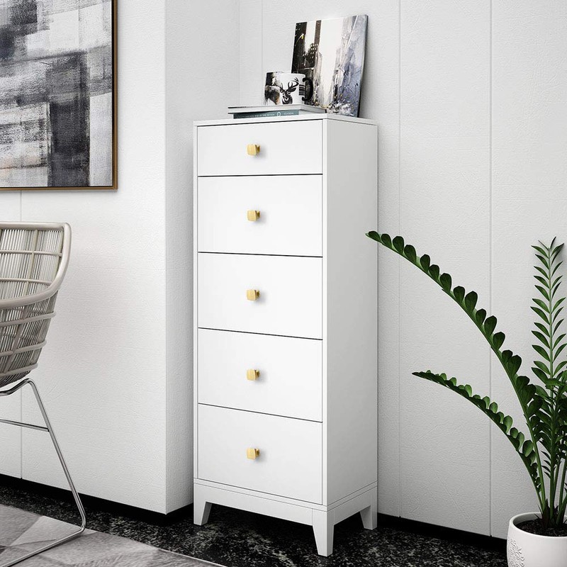 homdiy 5 Pack Brushed Brass Cabinet Knobs Gold Dresser Drawer