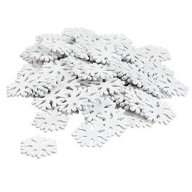 BinaryABC Christmas Decoration,Wooden White Snowflakes Ornaments,Snowflake Craft Supplies,100Pcs