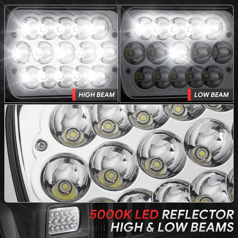 CAAP DRIVEN H6054 Pair 5x7 7x6 LED Headlights Rectangular Hi/Low
