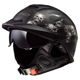 LS2 Helmets Rebellion Motorcycle Half Helmet (Bones - X-Small)