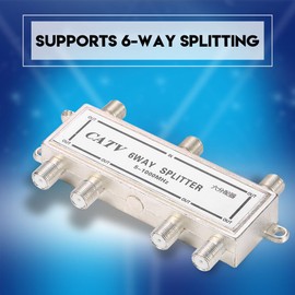 6 Way Splitter, Bidirectional Digital Coax Cable Splitter, 51000 MHz Coaxial Antenna Splitter