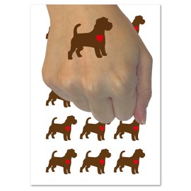 Rough Coated Jack Russell Terrier Parson Dog with Heart Temporary Tattoo Water Resistant Fake Body Art Set Collection - 15 2" Tattoos (1 Sheet)